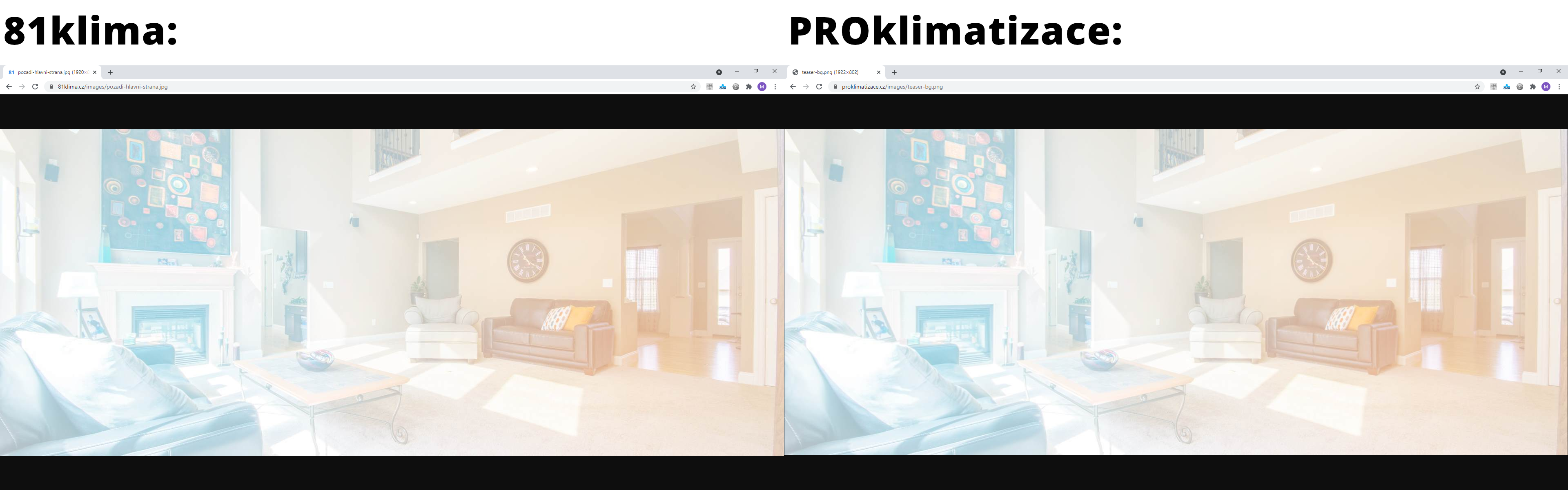 Porovnání webů 81klima a PROklimatizace - detail